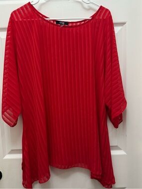 Liora Red Pleated Sheer Blouse - Women's Lightweight Top